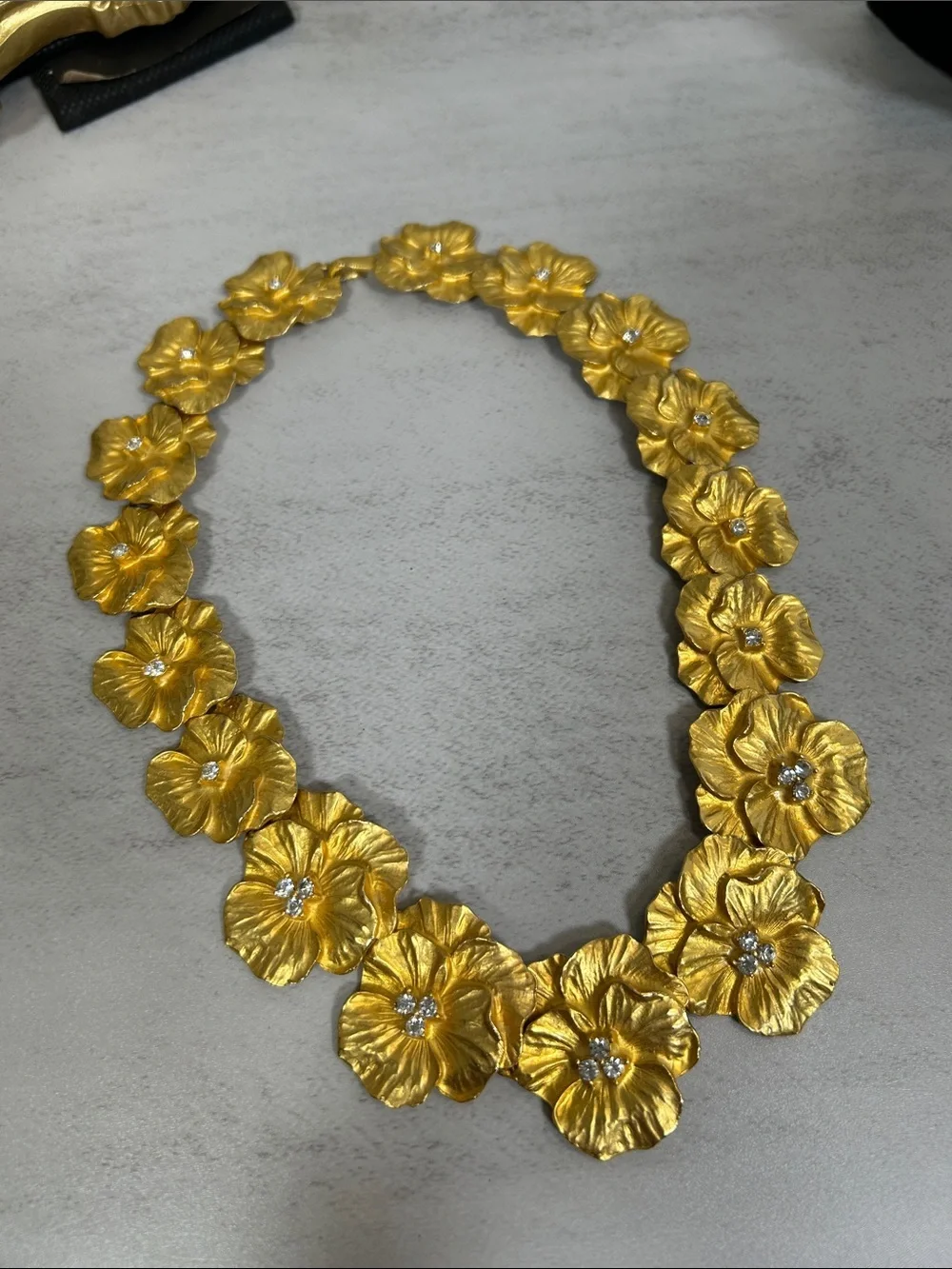 Vintage Gold Floral Statement Necklace